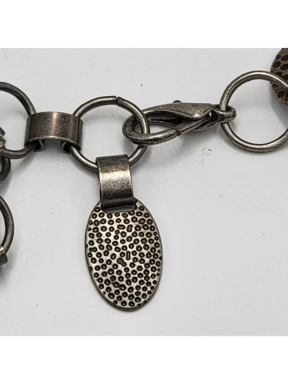 Vtg Y2K Hammered MetalDisc Chain Belt Adjustable..